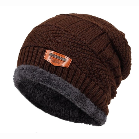 Winter Gebreide Beanie Muts Acryl Fleece Gevoerd Dik Warm Outdoor Mode Lederen Label Voor Heren Dames