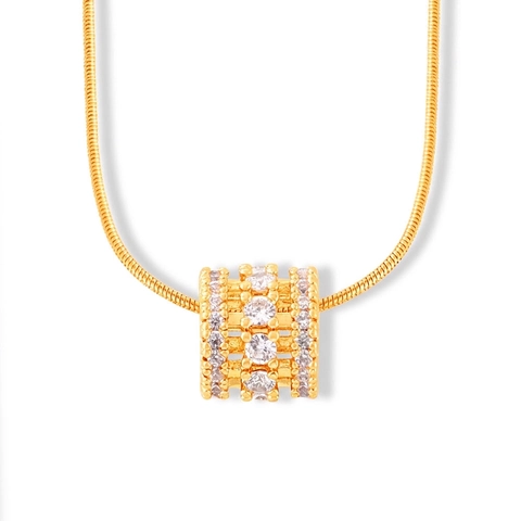 Collana a Catena a Osso di Serpente in Acciaio Inossidabile Semplice Per Donna Ciondolo Cilindrico in Rame Con Strass Gioielli Oro Argento