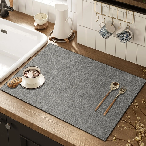 Tappetino Scolapiatti Cucina Farina Fossile Pelle PVC Impermeabile Oleorepellente Assorbente Antiscivolo Tavolo Tovaglietta