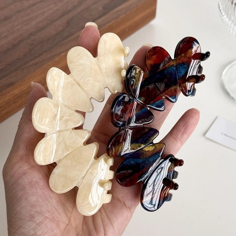 Haarklammer Im Französischen Stil Aus Acetat Mit Gewelltem Rand Marmor Und Schildpatt Haargreifer Für Damen Elegant