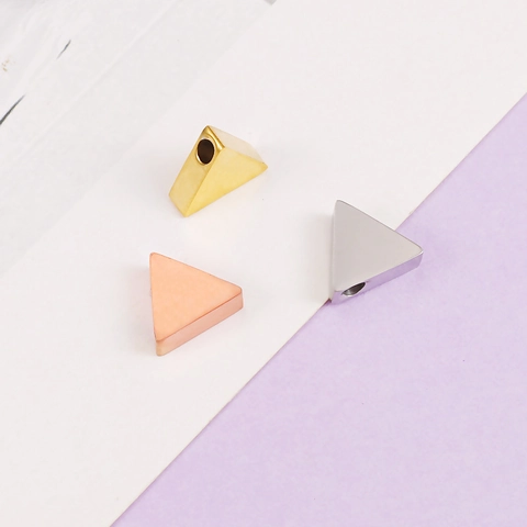 Triangle Beads 304 Stainless Steel Mirror Polished Geometric Charms For DIY Jewelry Making Necklaces Bracelets Accessories