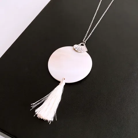 Collar Y Pendientes Bohemios Con Borlas De Concha Natural Nácar Joyas Retro Para Mujeres Con Poste De Pendiente De Plata