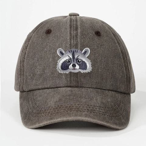 Casquette De Baseball Broderie Raton Laveur Coton Lavé Ajustable Rétro Vintage Protection Solaire Chapeau Papa Hommes Femmes