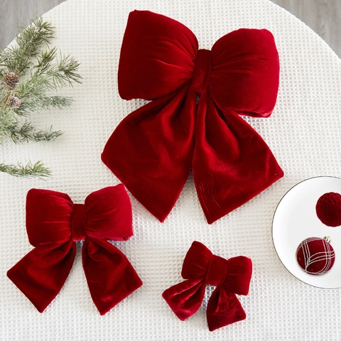 Fiocchi Di Velluto Natalizi Pendenti Per Decorazioni Casa Capodanno Matrimonio Festa Rosso Verde Borgogna Ornamenti Stoffa