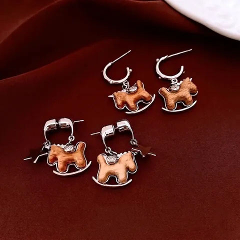 Orecchini A Pendente Cavallo A Dondolo Vintage Con Ciondolo Stella Gioielli In Legno E Rame Ago Argento 925 Sterling