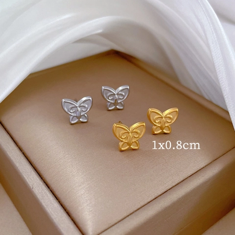 Minimalist Butterfly Stud Earrings Vintage Titanium Steel Jewelry For Women Men Banquet Stylish Accessories