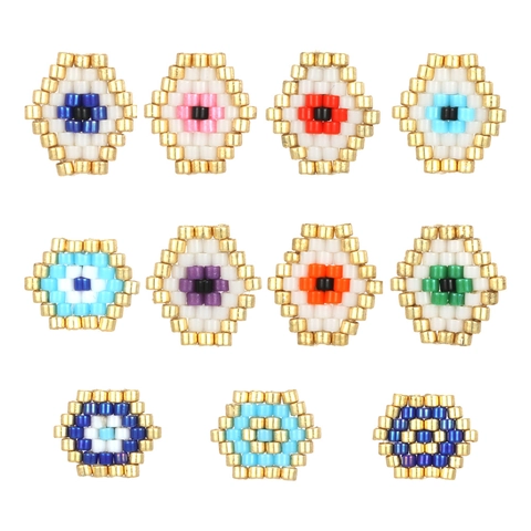 Evil Eye Pendants Hand Woven Quality Glass Beads Boho Geometric Charms For DIY Jewelry Making Earrings Necklaces Accessories