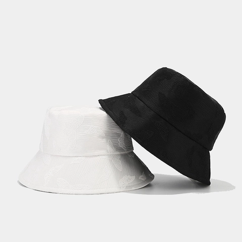 Chapeau Bob Femme Jacquard Papillon Polyester Respirant Protection Solaire Extérieur Vacances Style Doux