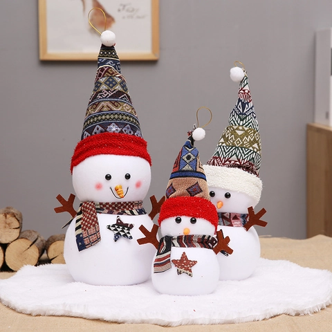 Natale Pupazzo Di Neve Babbo Natale Bambola Di Peluche Maglia Legno Tessuto Morbido Fatto A Mano Casa Albero Decorazione Ornamenti