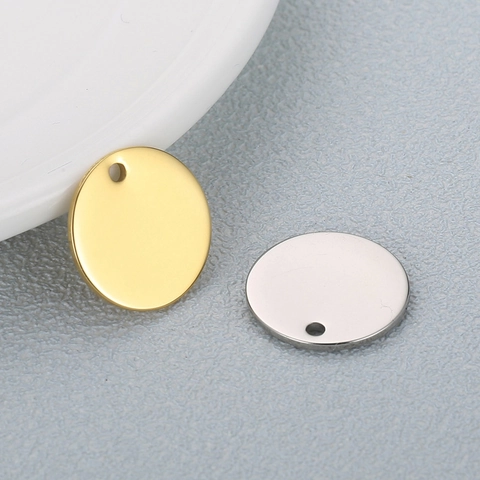 Round Blank Pendants Stainless Steel Polished Single Hole Tags For Necklace Earring Making DIY Crafts Minimalist