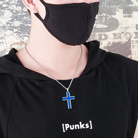 Collana Ciondolo Croce Acciaio Inossidabile 316L Trama Satinata Hip Hop Moderno Punk Streetwear Gioielli Per Uomini Durable