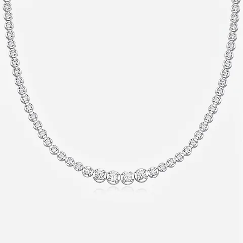Collana Tennis in Argento Sterling 925 Moissanite per Donna Elegante Sfumata Taglio Rotondo Gioielli di Lusso Regalo