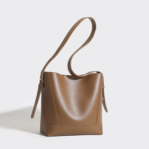 Bolso De Cubo De Cuero PU De Gran Capacidad Para Mujer Bolso De Hombro Cruzado De Color Sólido Con Correa Ajustable