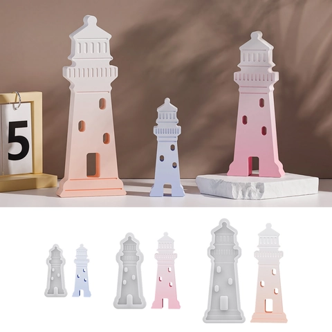 Lighthouse Silicone Mold Geometric DIY Resin Candle Making Plaster Ornament Craft Decorative Tool