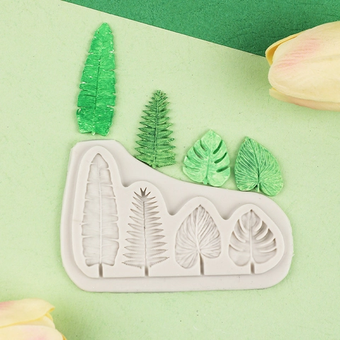 Tropical Leaf Silicone Mold Monstera Fern Banana Leaves Shape For Fondant Cake Decoration Chocolate Craft DIY Baking