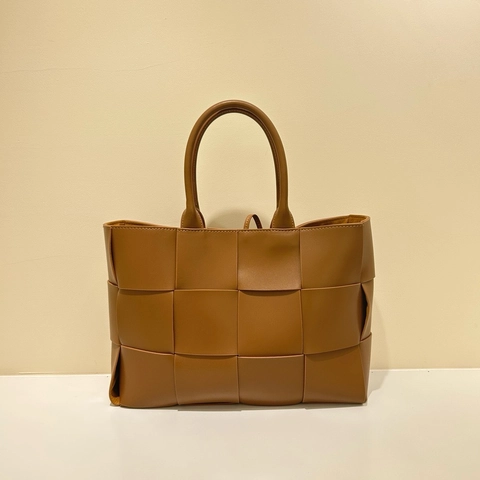 Bolso Tote De Cuero Tejido Piel De Vaca Genuina Gran Capacidad De Mano Business Casual Estilo Simple Mujer