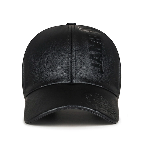 Vintage PU Leather Baseball Cap Men Adjustable Embossed Letter Retro Casual Outdoor Curved Brim Hat
