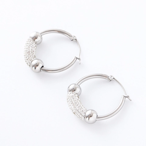Orecchini A Cerchio In Acciaio Inossidabile Con Strass Scintillanti Rotondi Minimalisti Eleganti Gioielli Di Moda Per Donna