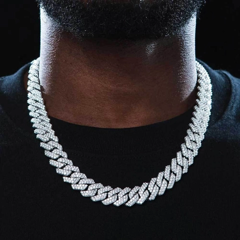 Collana A Catena Cuban Link Iced Out Rame Con Zircone Stile Hip Hop Per Uomini Donne Alta Qualità