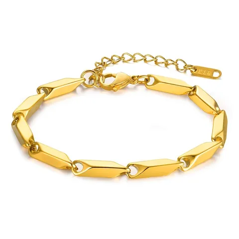 Pulsera Cadena Acero Inoxidable Geométrica Rombo Punk Hip Hop Unisex Extensión Ajustable