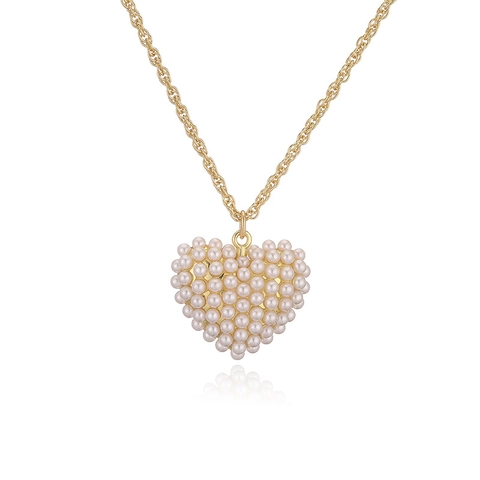 Elegant Copper Pendant Necklace With Inlaid Artificial Pearl Heart Star Waterdrop Shape Minimalist Fashion Jewelry For Women