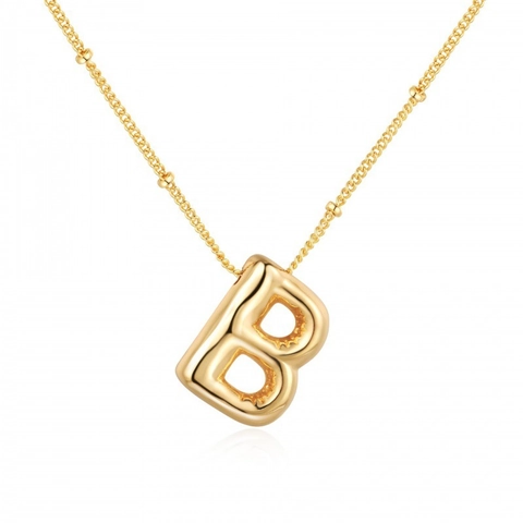 Collar con Colgante de Inicial de Alfabeto de Burbuja 3D de Acero Inoxidable Chapado en Oro de 18K Joyería de Letra de Globo