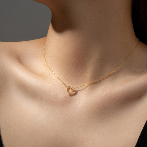 Hollow Heart Jewelry Necklace Bracelet Earrings Ring 925 Sterling Silver Pave Cubic Zirconia Minimalist Elegant Women