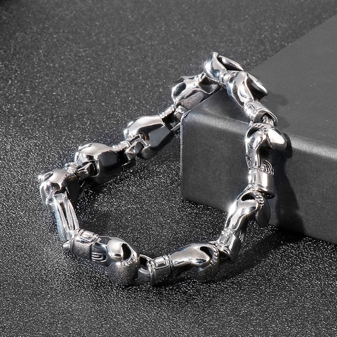 Men Boxing Glove Link Bracelet 316L Stainless Steel Hip Hop Punk Jewelry Silver Color Creative Hand Chain Accessory