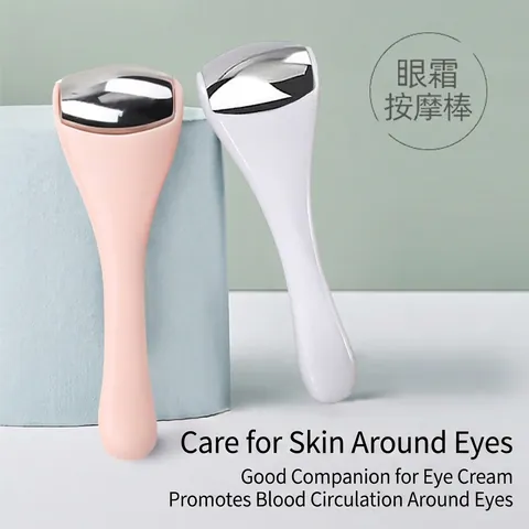 Mini Eye Cream Massage Roller Applicator Alloy Metal Head ABS Plastic Handle Cooling Facial Skin Care Tool Lifting Portable
