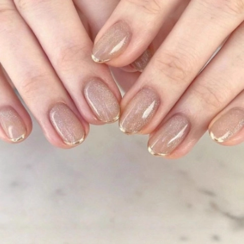 French Press On Nails ABS Artificial Fake Nails Oval Almond Shape Glitter Cat Eye Gradient Full Cover Manicure For Women