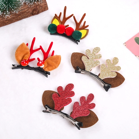 Fermagli Per Capelli Con Corna Di Renna Di Natale In Peluche Tessuto Babbo Natale Pupazzo Di Neve Decorazione Per Feste