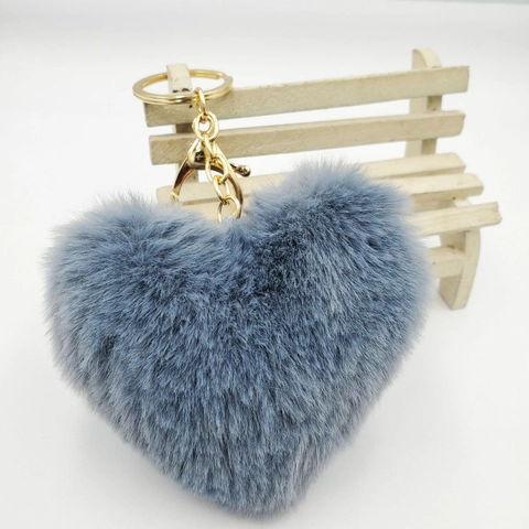 Portachiavi A Forma Di Cuore Pelliccia Sintetica Morbido Soffice Ciondolo Per Borsa Per Donne Ragazze Accessorio Carino