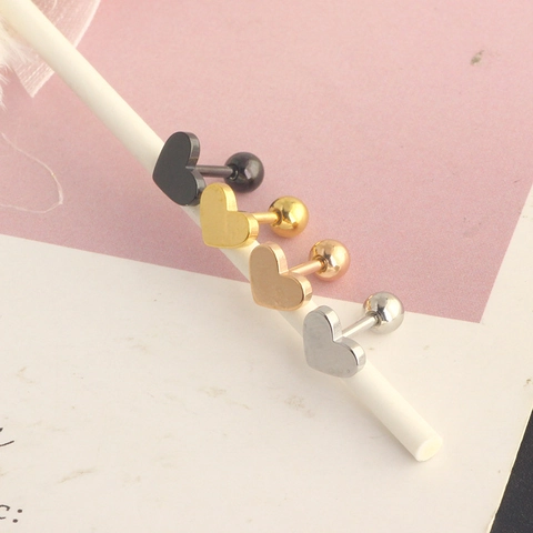 Heart Stud Earrings Stainless Steel Screw Ball Back Minimalist Polished Jewelry For Women Men Elegant Fashion