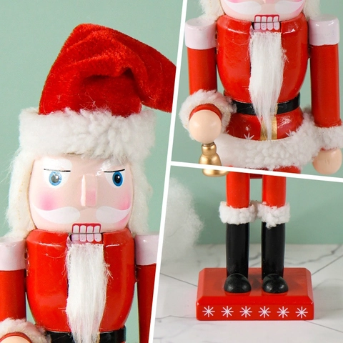 Traditional Christmas Nutcracker Soldier Figurines Hand Painted Wooden Desktop Ornaments For Holiday Home Tabletop Decor