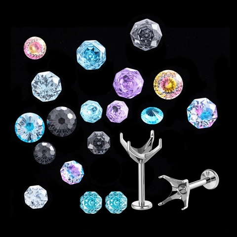 Base Vuota Per Gioielli Da Piercing Labret In Lega Di Titanio Con Filettatura Interna E Retro Piatto Per Fai Da Te