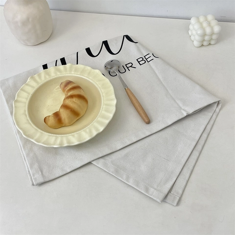 Nordic Minimalist Cotton Linen Placemats Letter Print Heat Resistant Table Mats For Dining Room Home Decor