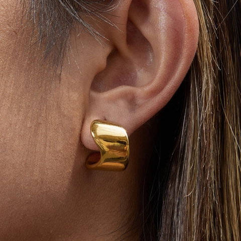 Pendientes De Aro Chunky En Forma De C De Acero Inoxidable Para Mujer Chapados En Oro Hipoalergénicos Moda Joyería Regalo