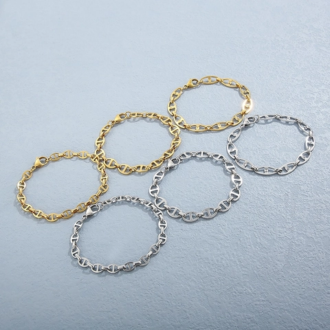 Collana A Maglia Marina In Acciaio Inossidabile Catena Ad Ancora Bordo Smussato Gioielli Minimalisti Lucidati Da Donna