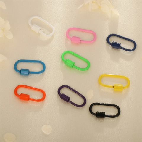 Ovaler Schraubverschluss Karabiner Verbinder Kupfer Vergoldet Emaille Bunt Für DIY Schmuckherstellung Halskette Armband Zubehör