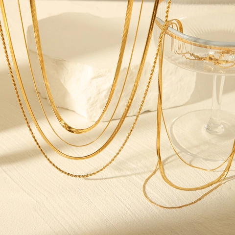 Collana A Strati In Acciaio Inossidabile Catena Serpente Donne Moda Minimalista Stile INS Impermeabile Ipoallergenico Gioielli Regalo