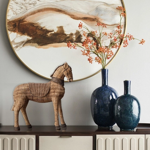 Retro Harz Pferd Figur Geflochtene Textur Ornament Für Zuhause Wohnzimmer Büro Schreibtisch Dekoration Europäischer Stil