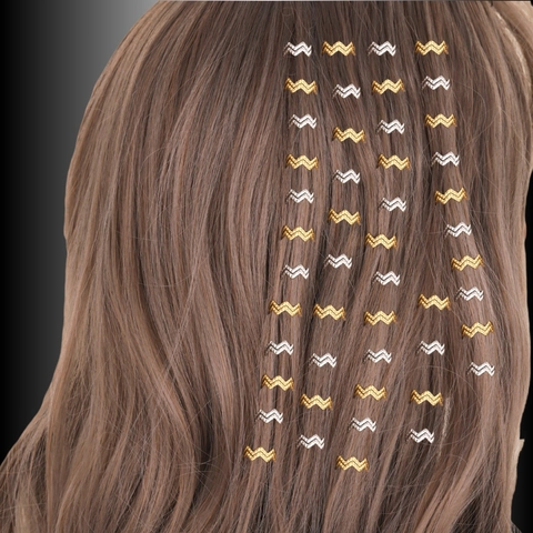 Metal Braid Rings Wave Shape Hollow Hair Cuffs Dreadlock Hair Decoration For Styling Accessories Gold Silver