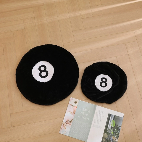Fodera Per Cuscino Palla Da Biliardo Nero Otto Creativa Peluche Morbido Tondo Sportivo Decorazione