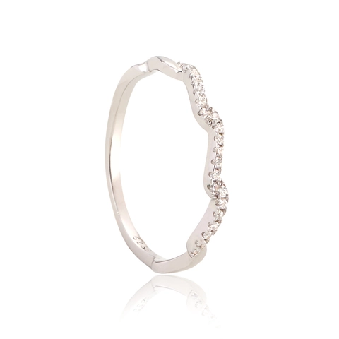 Anello A Onda In Argento Sterling 925 Fascia Impilabile Ondulata Con Zirconia Cubica Gioielli Sottili Minimalisti Da Donna