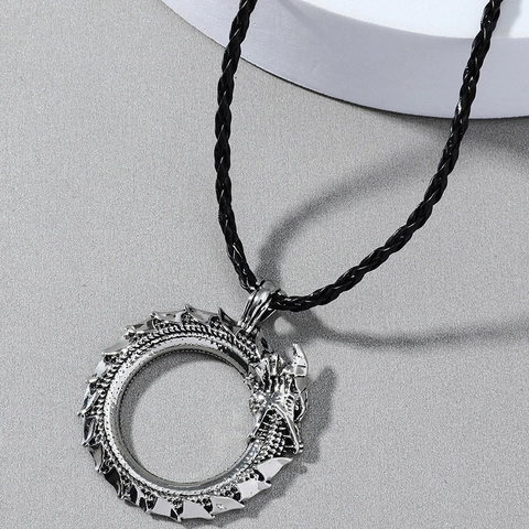 Viking Draak Hanger Ketting Voor Mannen Vintage Noordse Mythologie Ouroboros Legering Cirkel Retro Punk Sieraden