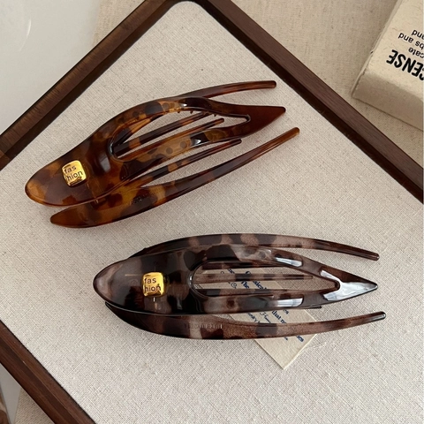 Pinza Para El Cabello Grande De Carey Resina Plástico Cola De Milano Horquilla Elegante Tocado Para Mujeres