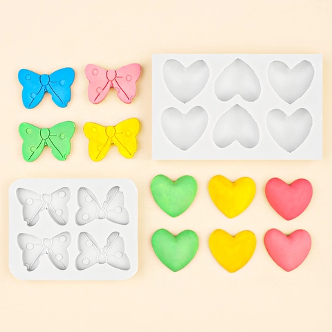 Heart Bowknot Silicone Mold For Cake Decorating Chocolate Resin Casting Clay DIY Craft Decorative Tool