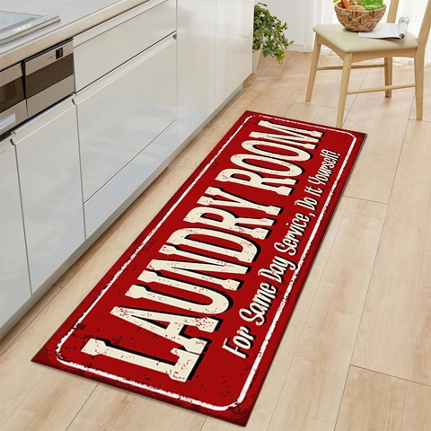 Tapis De Cuisine Style Vintage Tapis De Buanderie Velours Cristal Antidérapant Absorbant Passage Durable Lavable Décoration