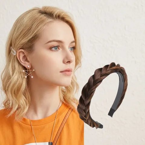 Braided Wig Headband Fishtail Twist Braid Hairpiece Realistic Matte Synthetic Hair Anti Slip Tooth Comb Hair Accessories