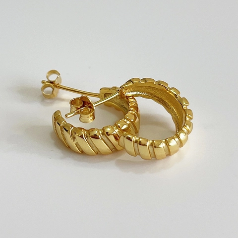 Orecchini Cerchio Intrecciati A Costine Con Perno Argento 925 Gioielli Geometrici Minimalisti Retro Francesi Per Donna